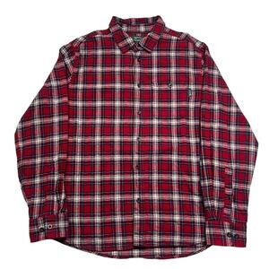 Woolrich Mens Plaid Flannel Shirt Red White Blue XL Long Sleeve Button Up